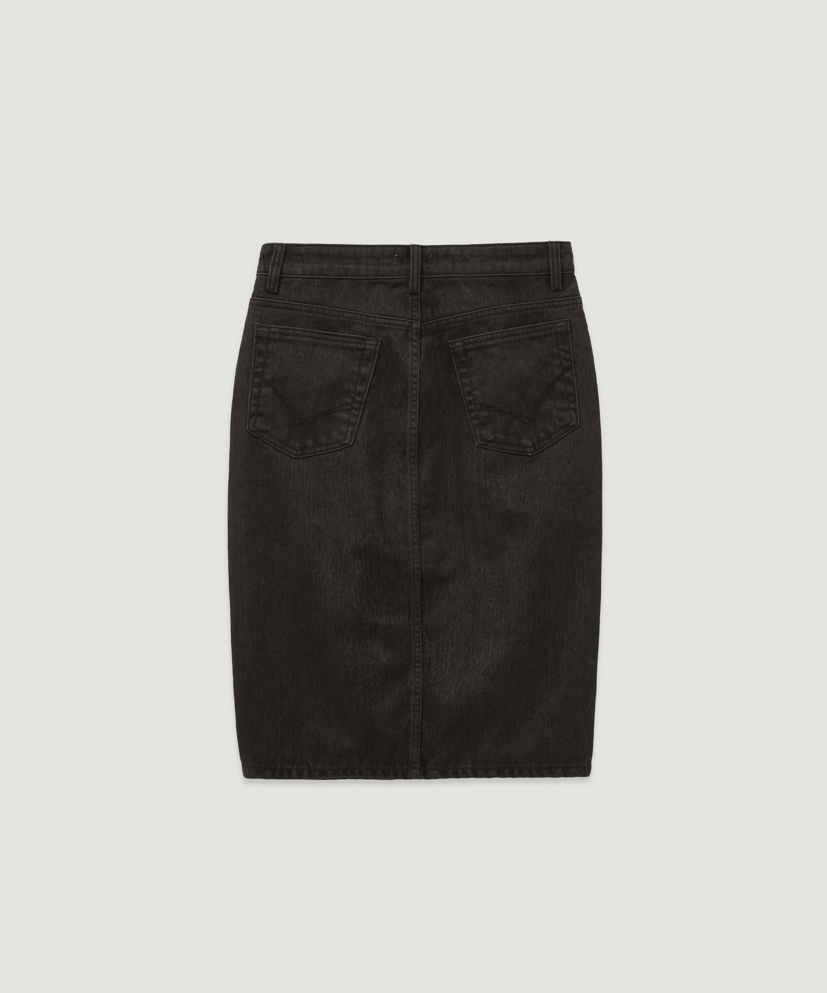 엘무드 우먼(LMOOD WOMEN) 루치아 벨벳 데님 미디 스커트 브라운