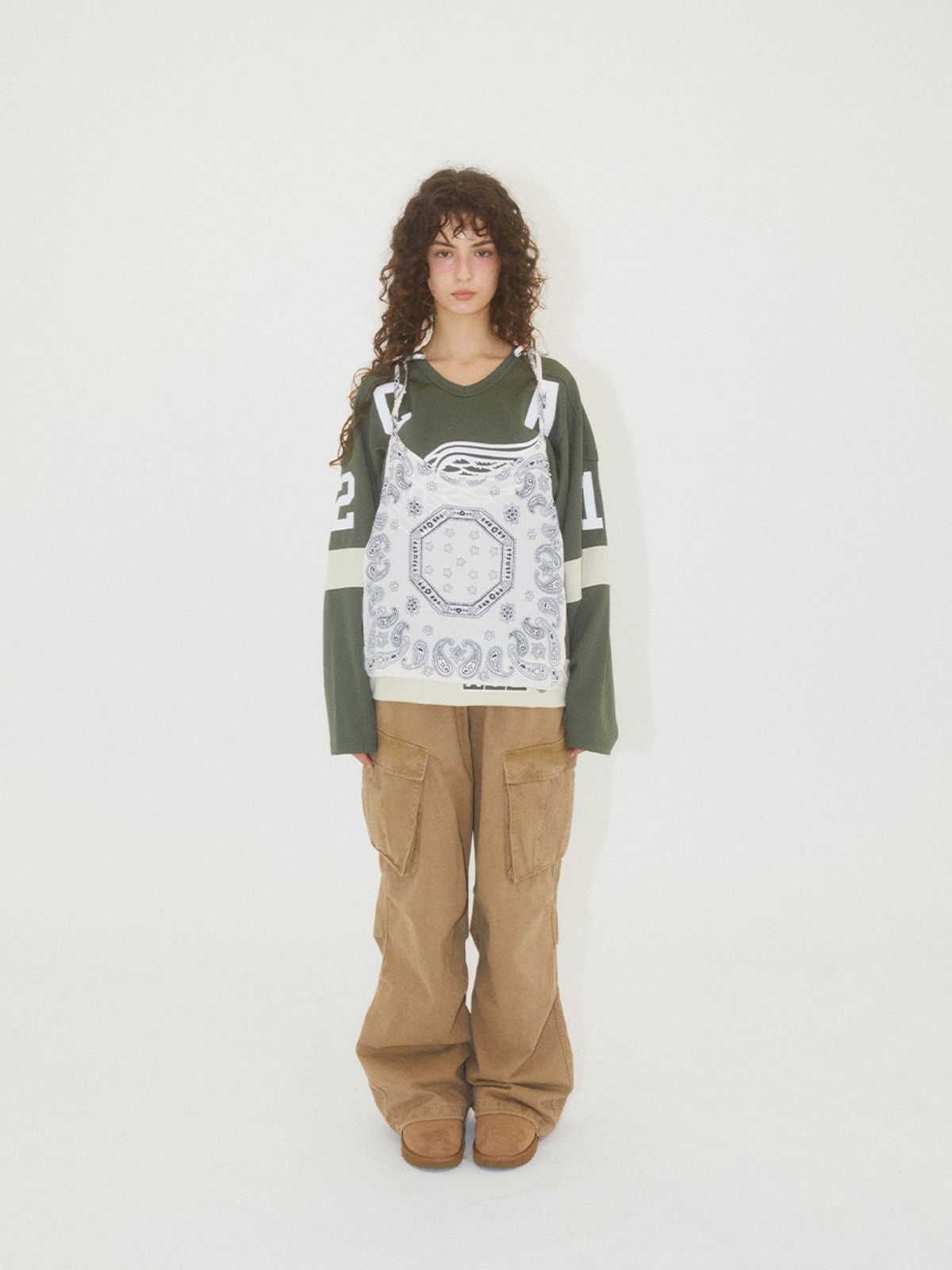 에즈이프 캘리(ASIF CALIE) LAYERED SLEEVELESS FOOTBALL JERSEY KHAKI