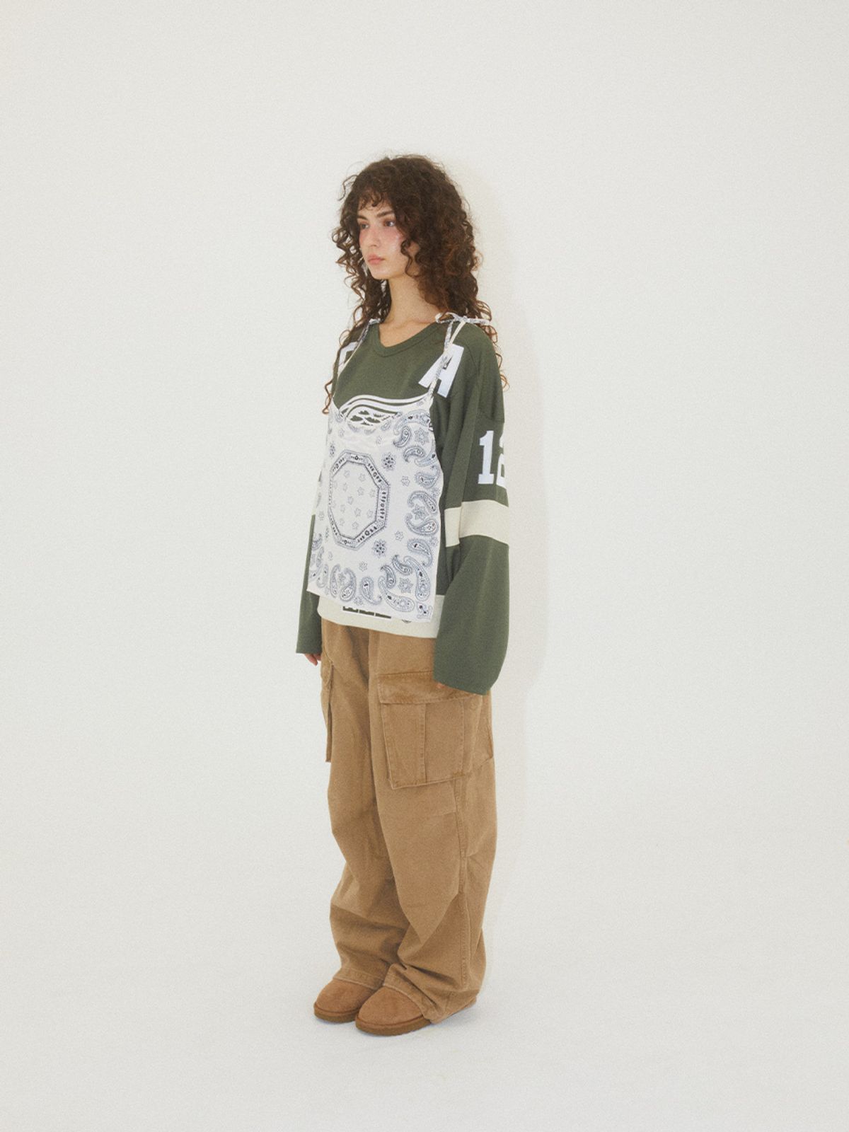 에즈이프 캘리(ASIF CALIE) LAYERED SLEEVELESS FOOTBALL JERSEY KHAKI