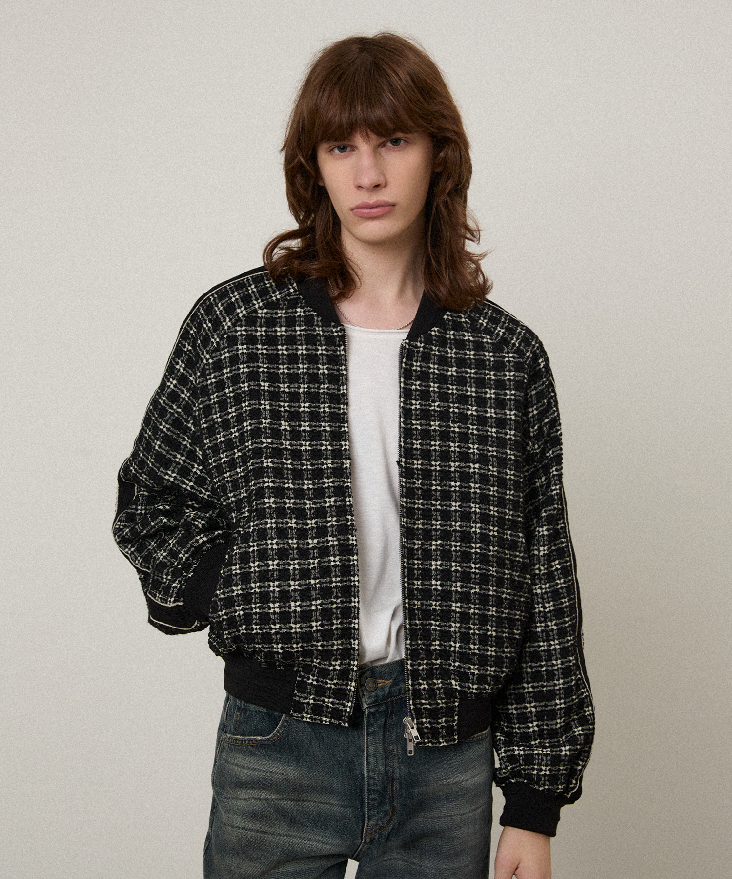 MUSINSA公式 | LMOOD スカンディックジャカードツイードブルゾン