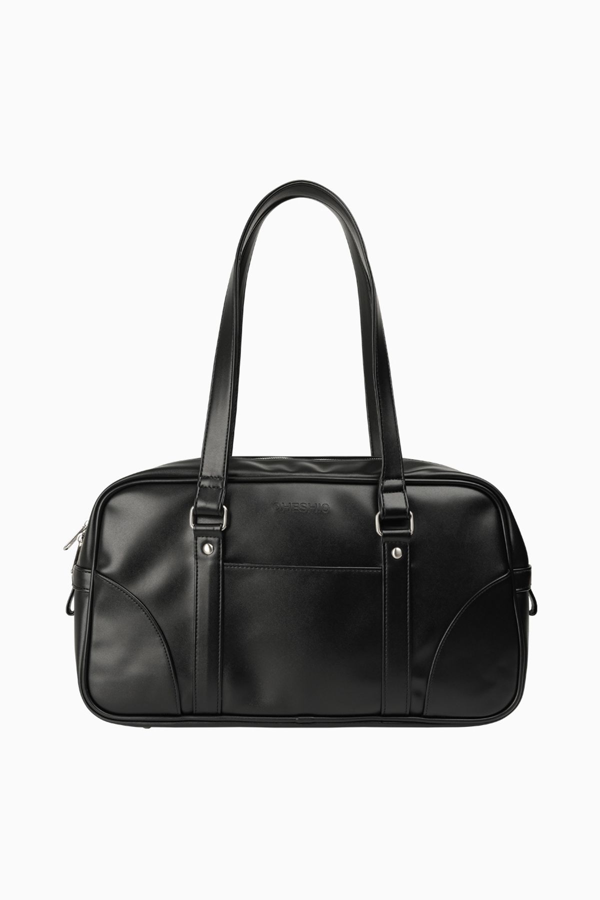 오헤시오(OHESHIO) VINTAGE SQUARE LEATHER TOTE BAG, BLACK