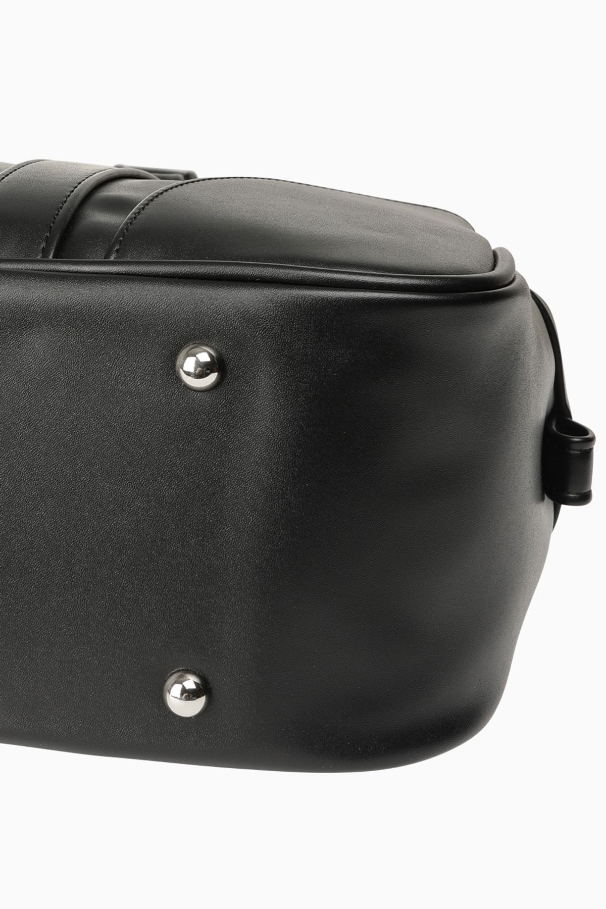 오헤시오(OHESHIO) VINTAGE SQUARE LEATHER TOTE BAG, BLACK
