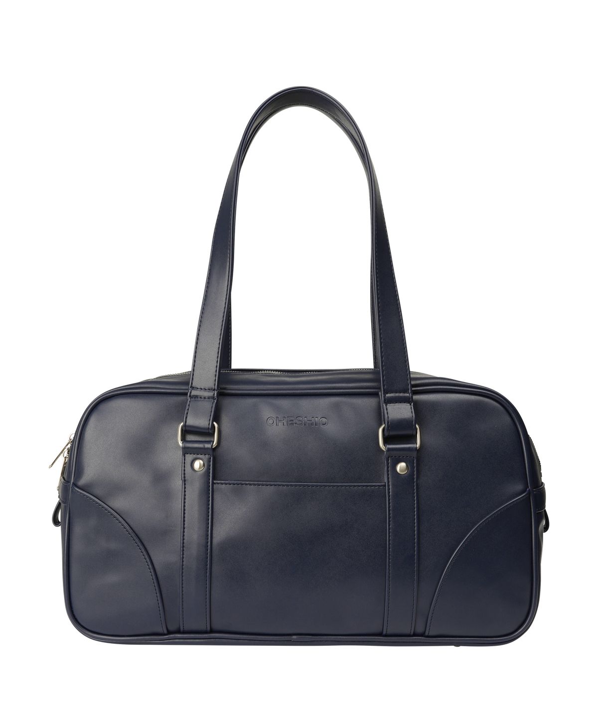 오헤시오(OHESHIO) VINTAGE SQUARE LEATHER TOTE BAG, NAVY