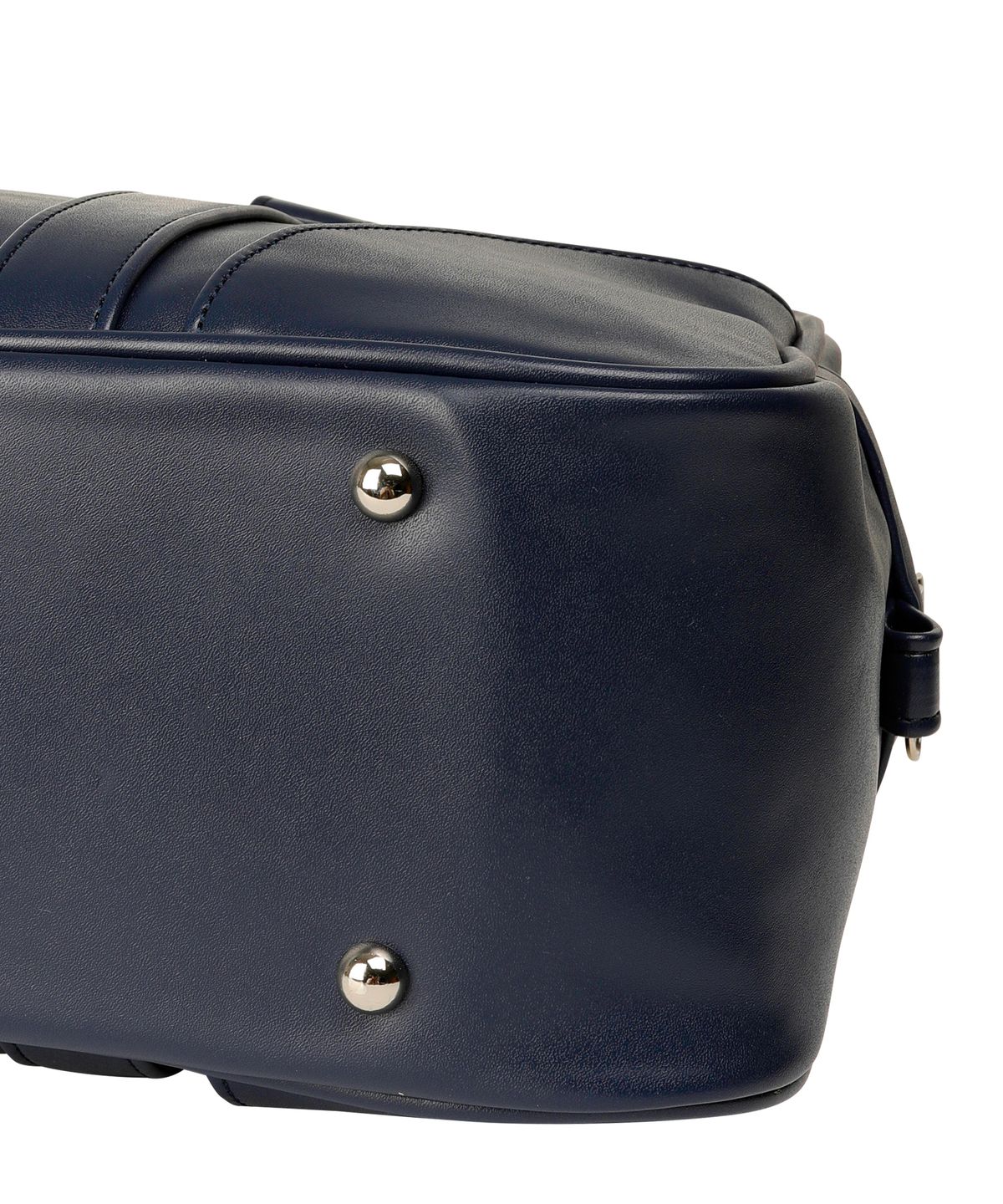 오헤시오(OHESHIO) VINTAGE SQUARE LEATHER TOTE BAG, NAVY