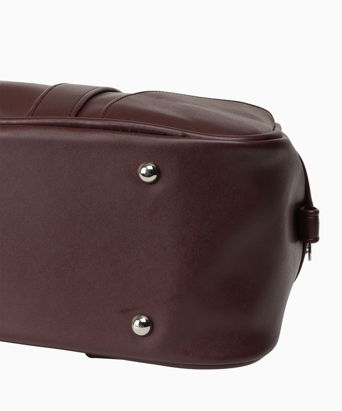 오헤시오(OHESHIO) VINTAGE SQUARE LEATHER TOTE BAG, BURGUNDY