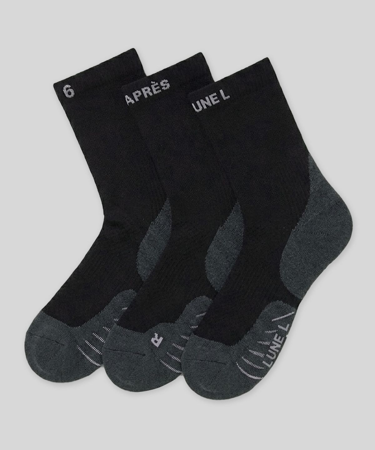 엘무드(LMOOD) [APRÈS 6] LUNE STABLE / VENT AERO 러닝 크루 삭스 (3 SET)