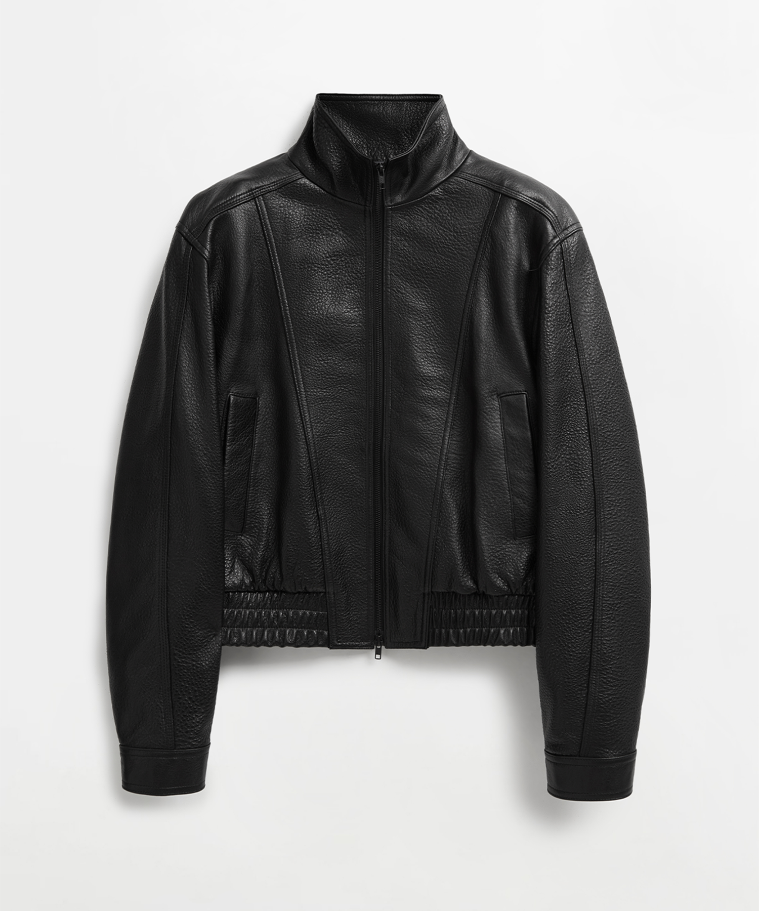 AAKAM ウエスタン　レザー ジャケット ブラック 韓国　musinsa MUSINSA公式 | AAKAM High-Neck Leather Jacket (Black)