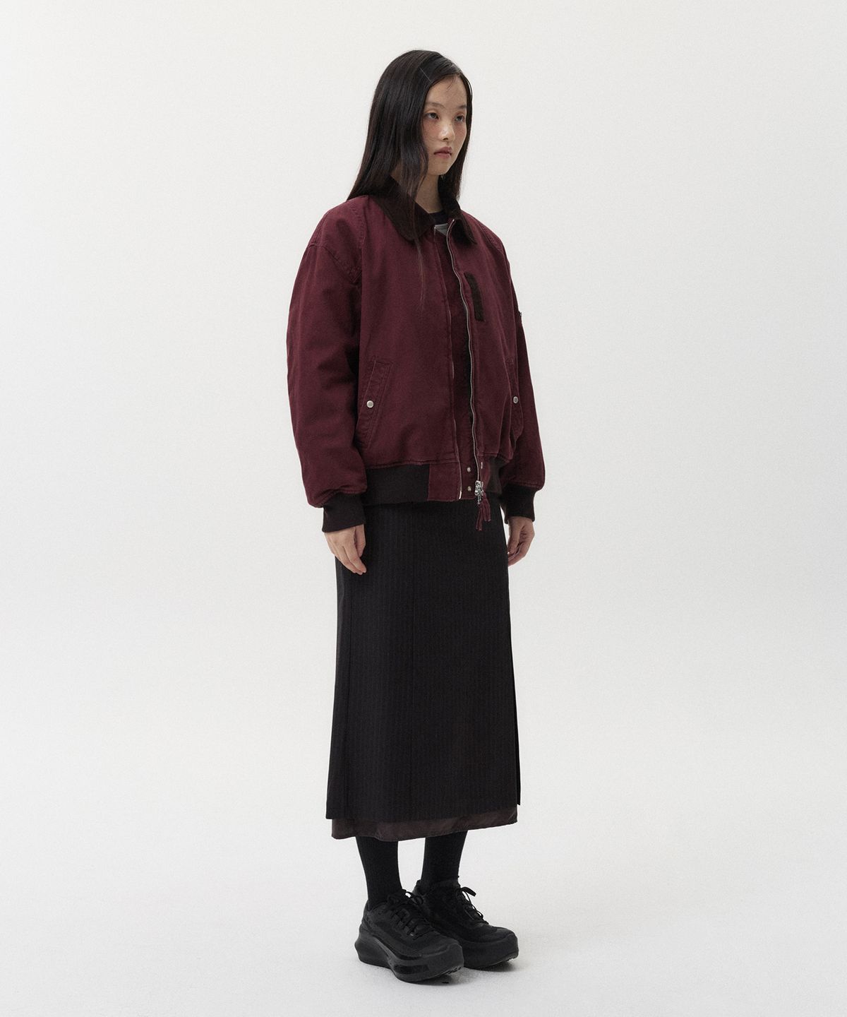 오헤시오(OHESHIO) LAYERED SLIT LONG SKIRT, BROWN