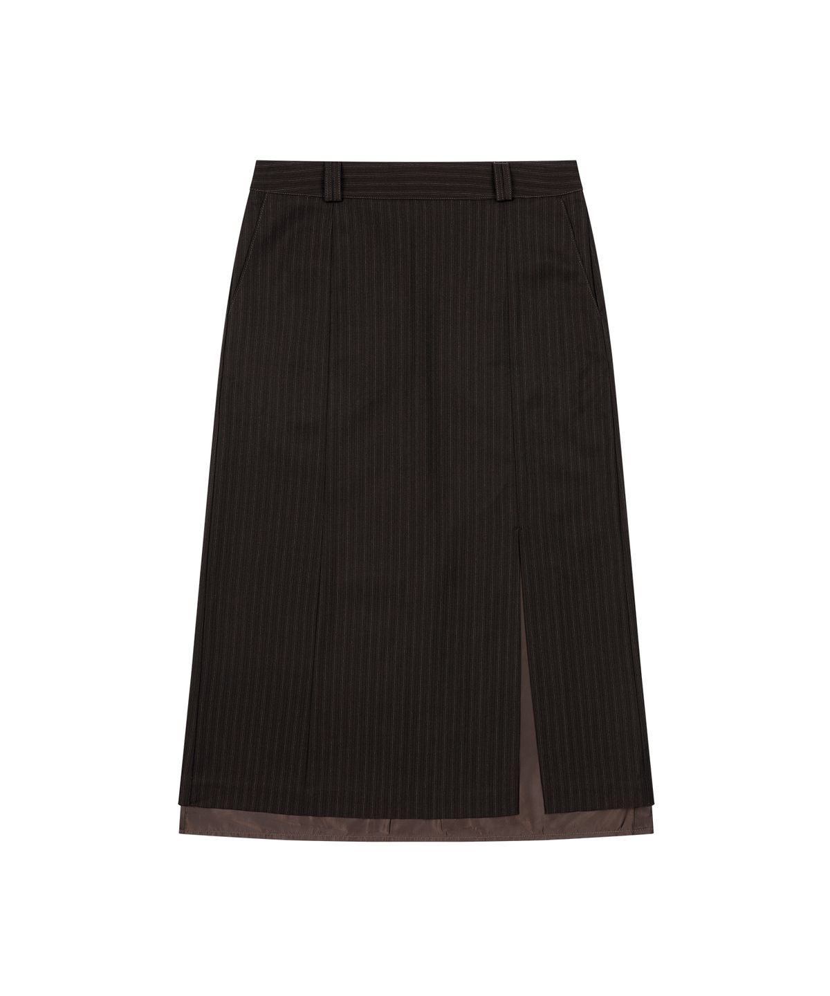 오헤시오(OHESHIO) LAYERED SLIT LONG SKIRT, BROWN