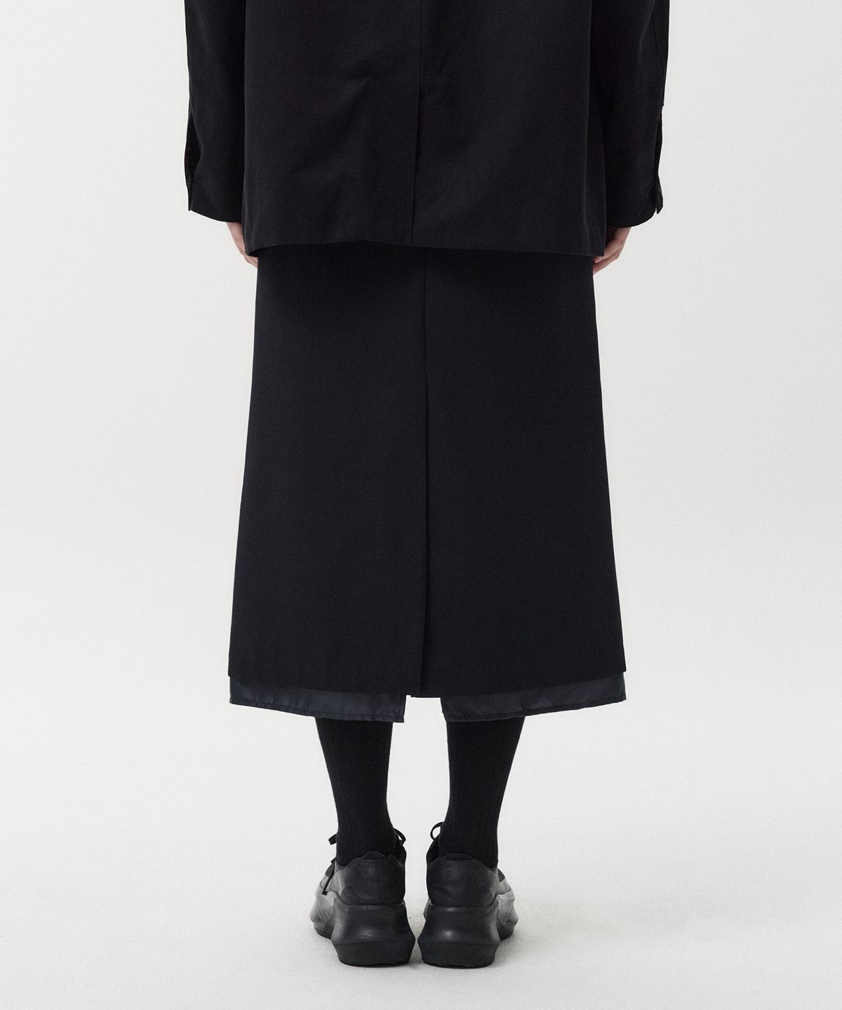 오헤시오(OHESHIO) LAYERED SLIT LONG SKIRT, NAVY