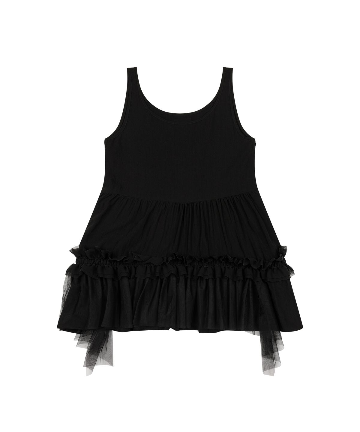 오헤시오(OHESHIO) SHEER FRILL LAYERED DRESS, BLACK