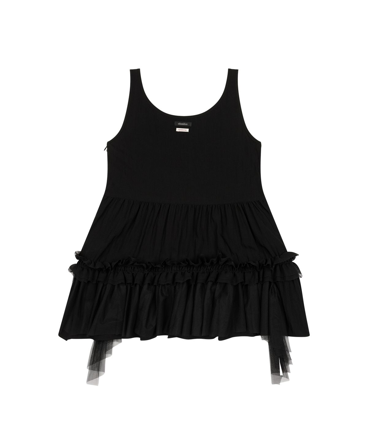오헤시오(OHESHIO) SHEER FRILL LAYERED DRESS, BLACK