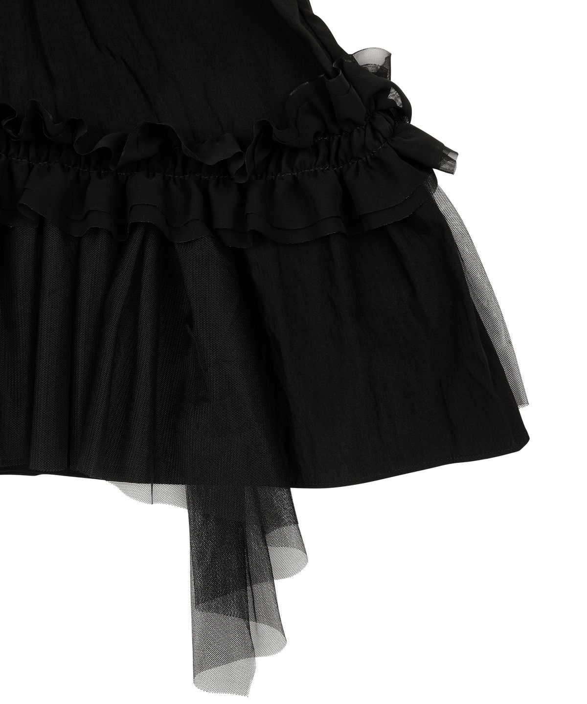 오헤시오(OHESHIO) SHEER FRILL LAYERED DRESS, BLACK