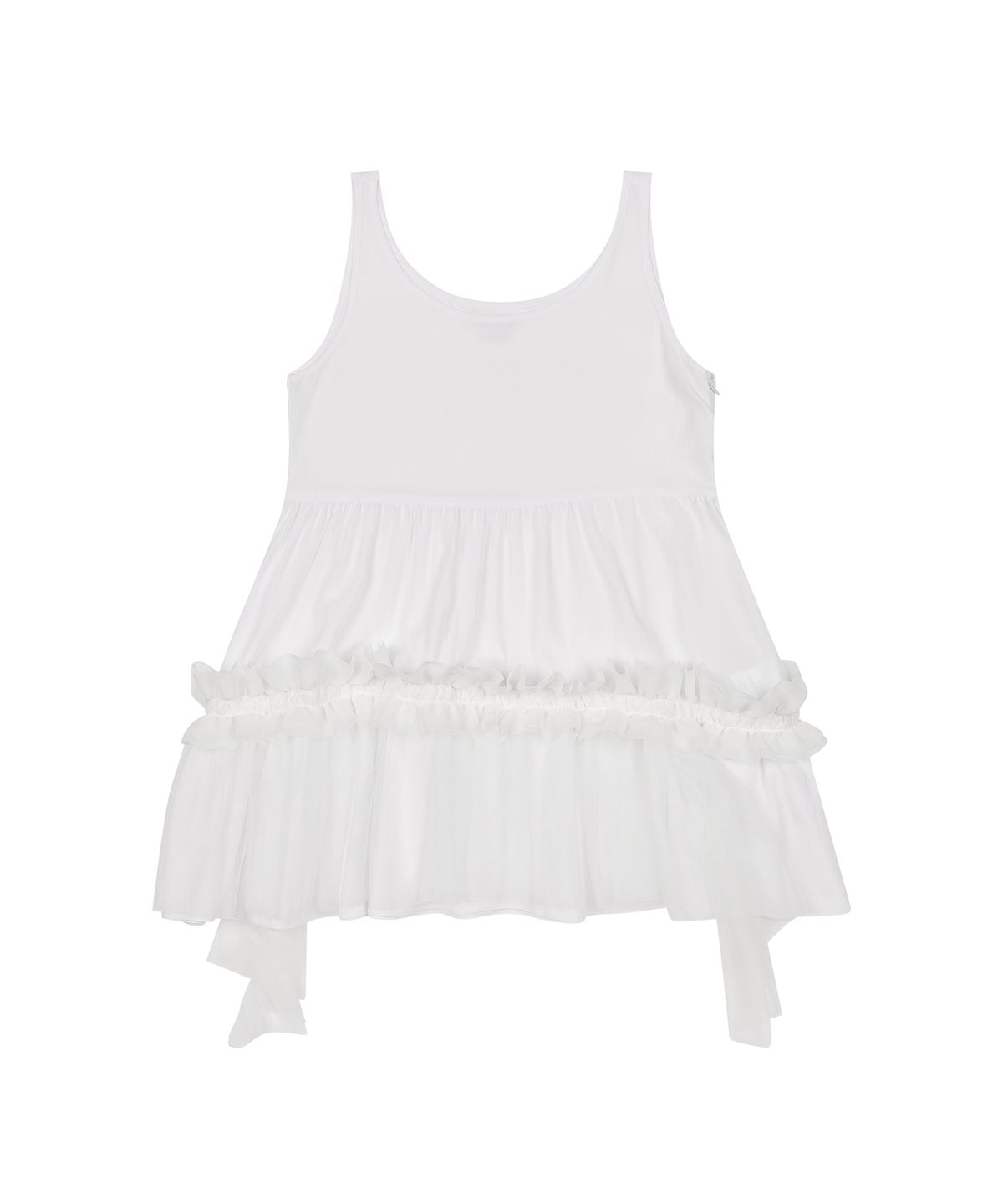 오헤시오(OHESHIO) SHEER FRILL LAYERED DRESS, WHITE
