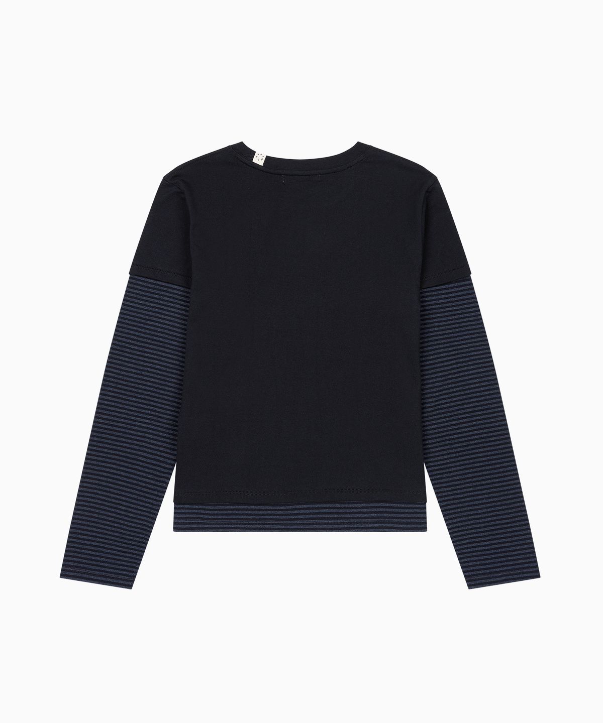 오헤시오(OHESHIO) LOGO LAYERED STRIPE LONG T-SHIRT, NAVY