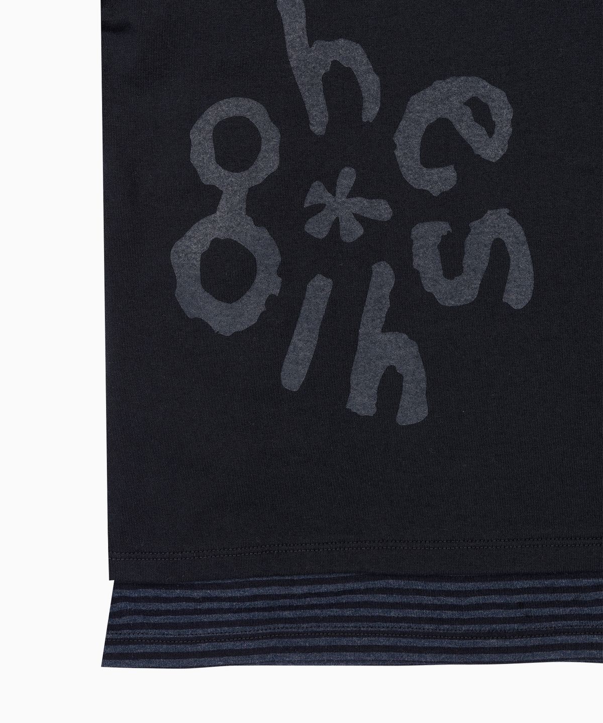 오헤시오(OHESHIO) LOGO LAYERED STRIPE LONG T-SHIRT, NAVY