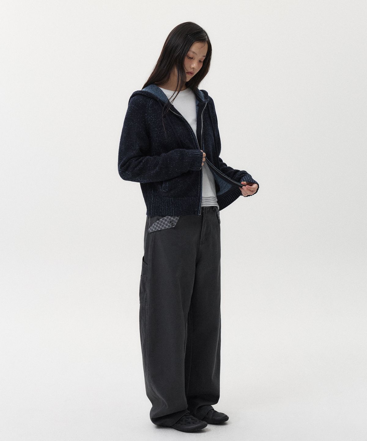 오헤시오(OHESHIO) LOGO LAYERED STRIPE LONG T-SHIRT, WHITE