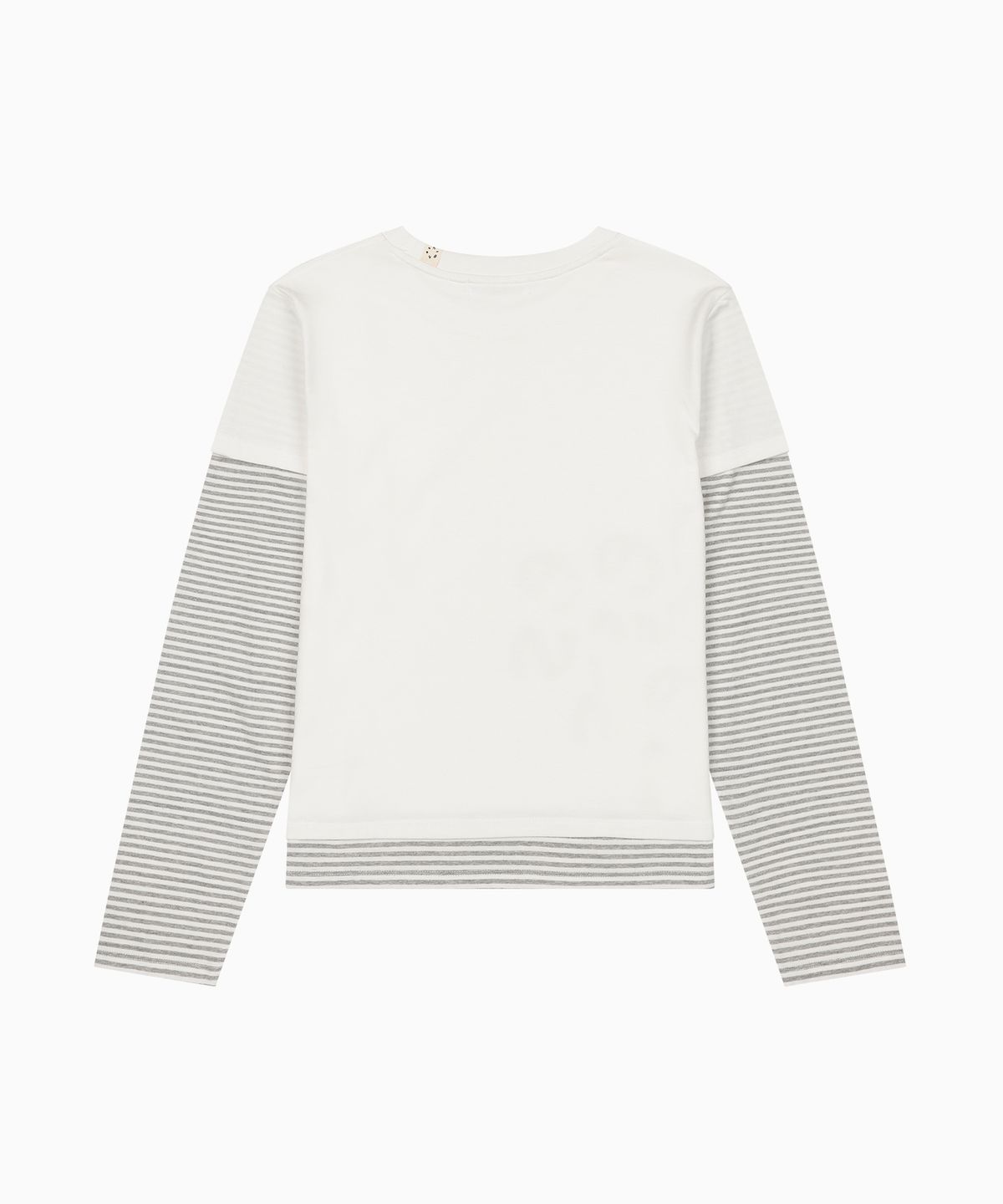 오헤시오(OHESHIO) LOGO LAYERED STRIPE LONG T-SHIRT, WHITE