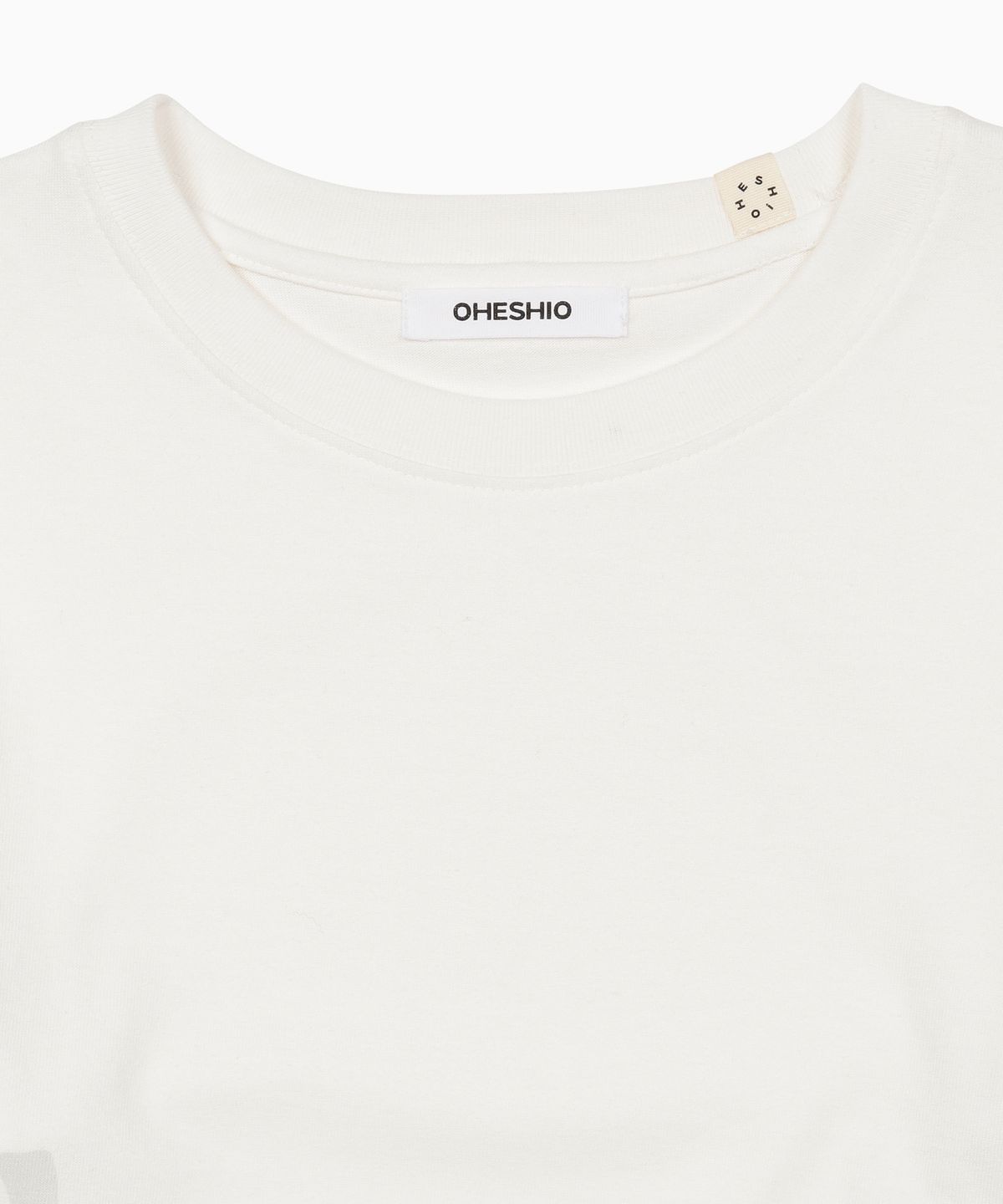 오헤시오(OHESHIO) LOGO LAYERED STRIPE LONG T-SHIRT, WHITE