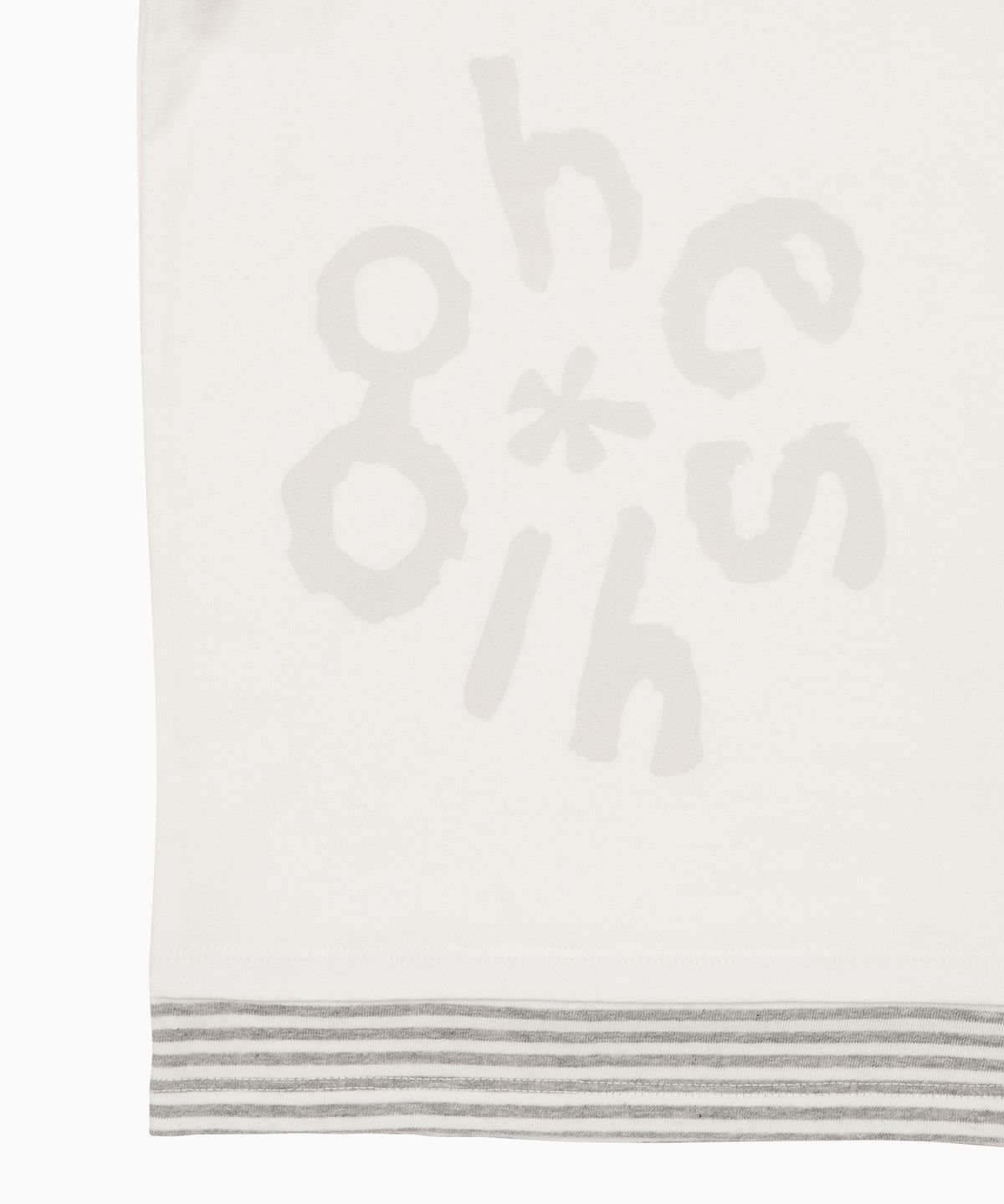 오헤시오(OHESHIO) LOGO LAYERED STRIPE LONG T-SHIRT, WHITE