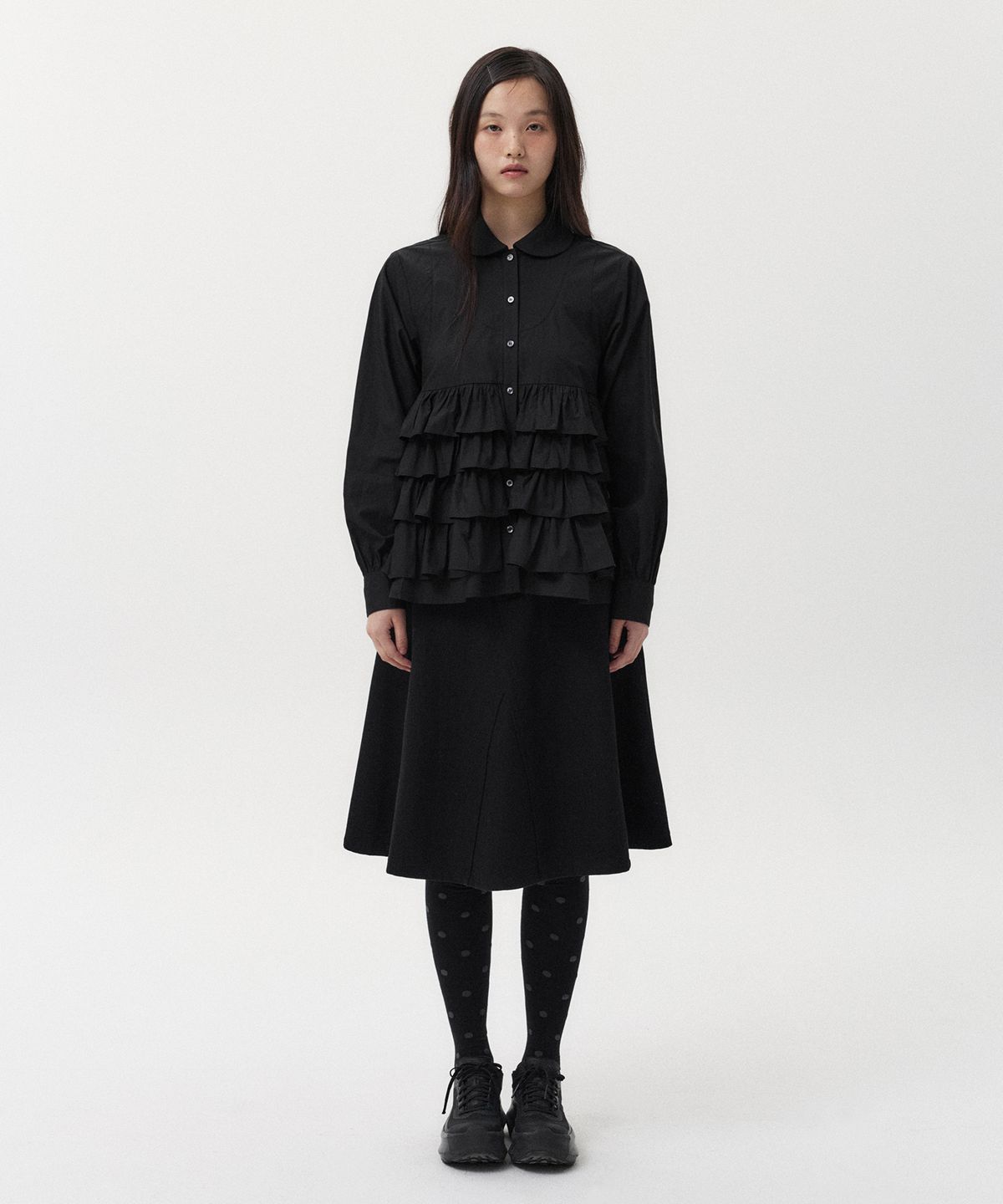 오헤시오(OHESHIO) CANCAN FRILL BLOUSE, BLACK