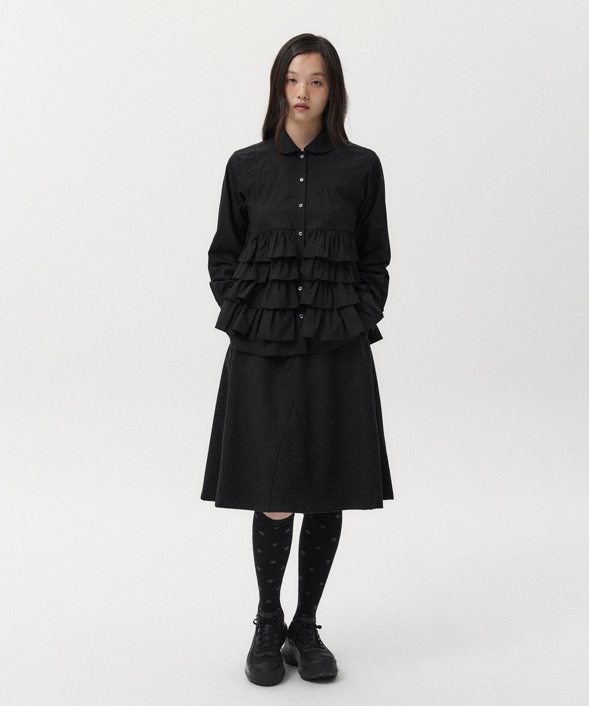 오헤시오(OHESHIO) CANCAN FRILL BLOUSE, BLACK