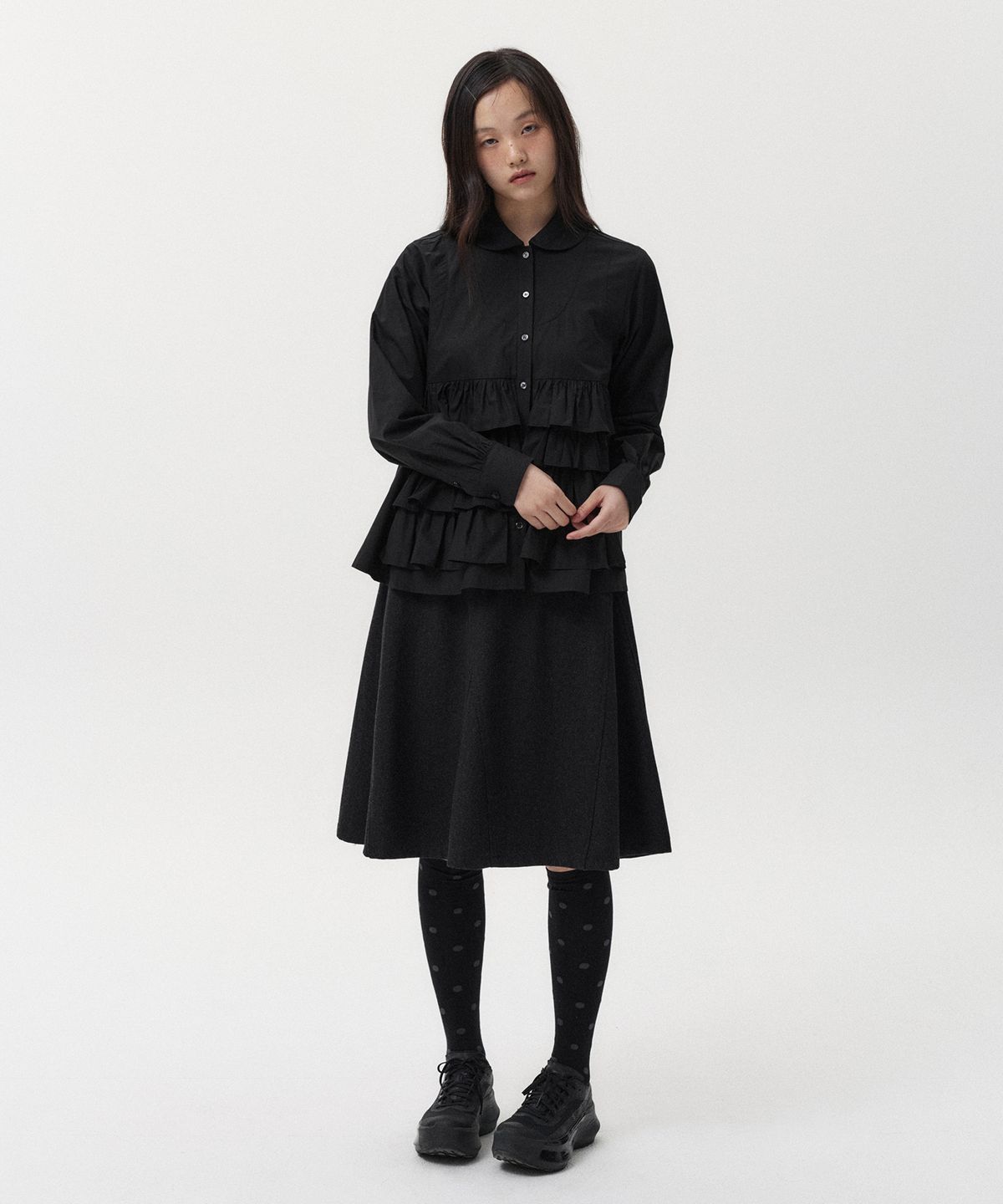 오헤시오(OHESHIO) CANCAN FRILL BLOUSE, BLACK
