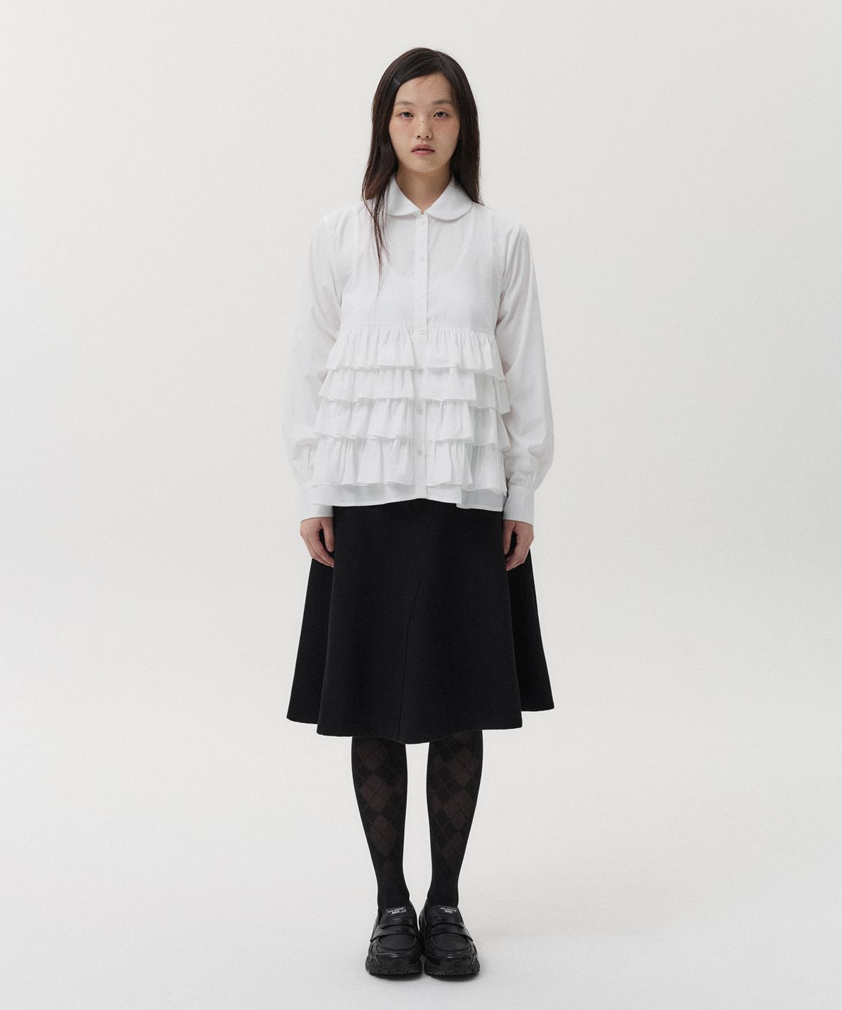 오헤시오(OHESHIO) CANCAN FRILL BLOUSE, WHITE