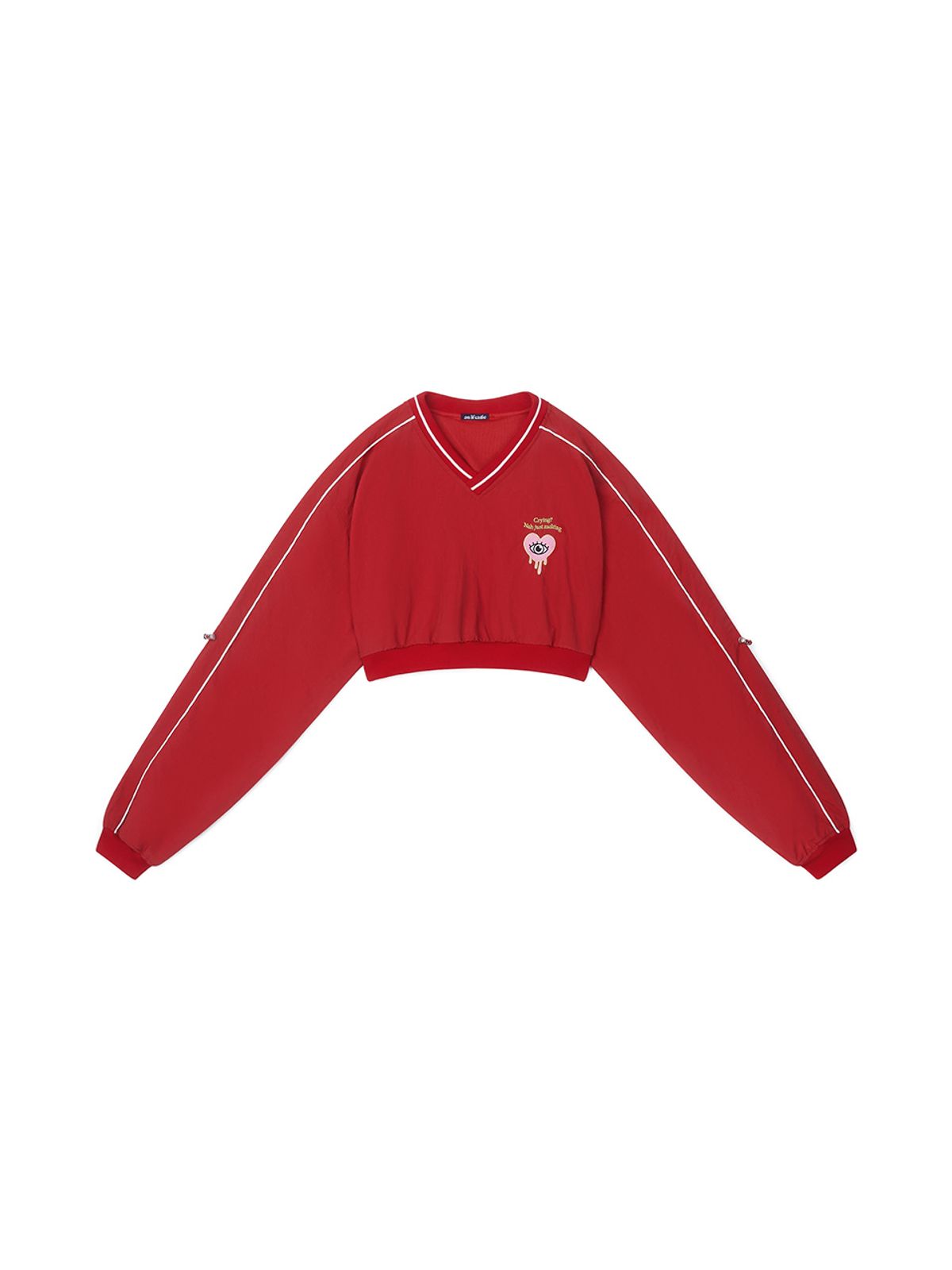 에즈이프 캘리(ASIF CALIE) CRYING V-NECK NYLON CROP SWEATSHIRT RED