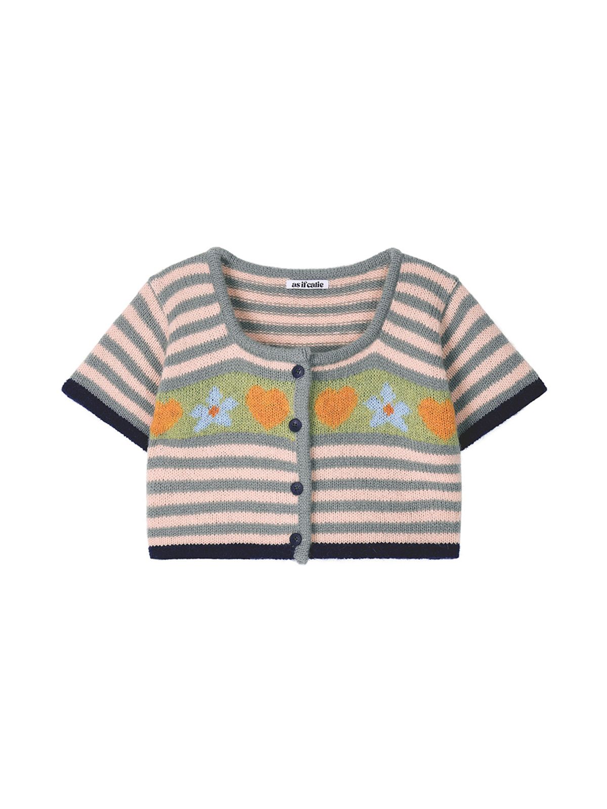 에즈이프 캘리(ASIF CALIE) CALIE LOGO STRIPE KNIT CARDIGAN LIGHT GRAY