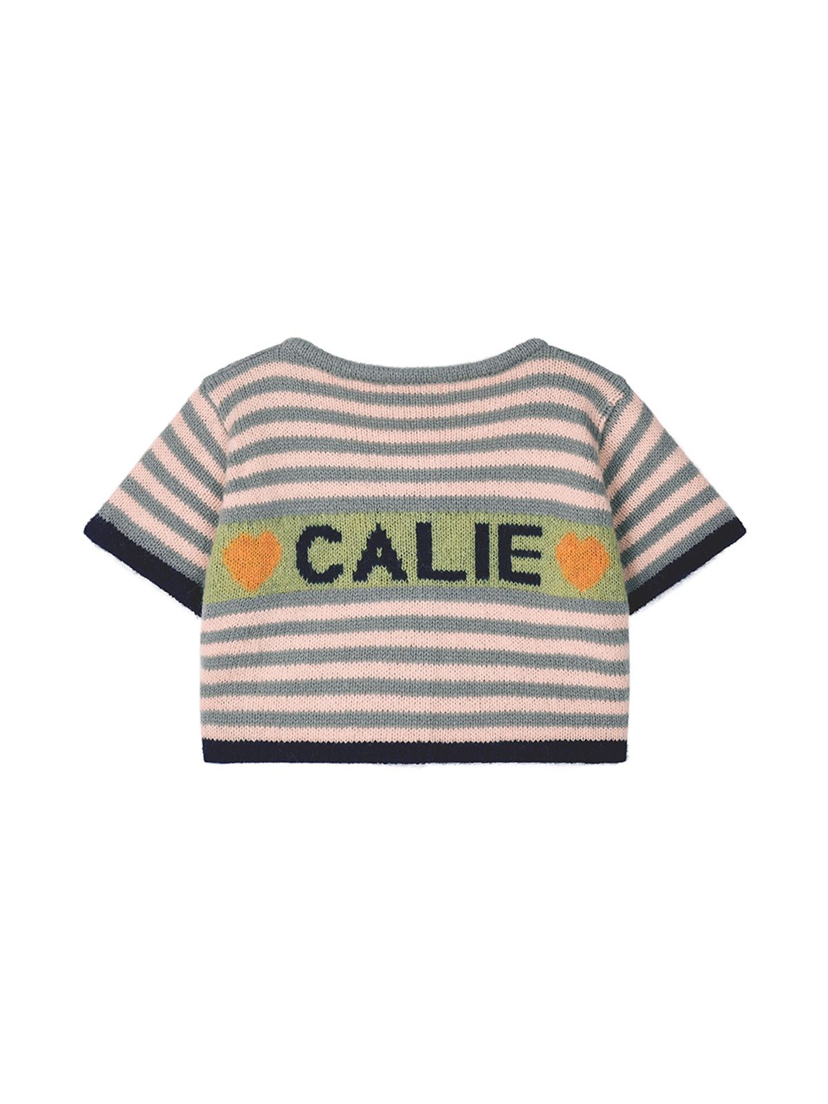 에즈이프 캘리(ASIF CALIE) CALIE LOGO STRIPE KNIT CARDIGAN LIGHT GRAY
