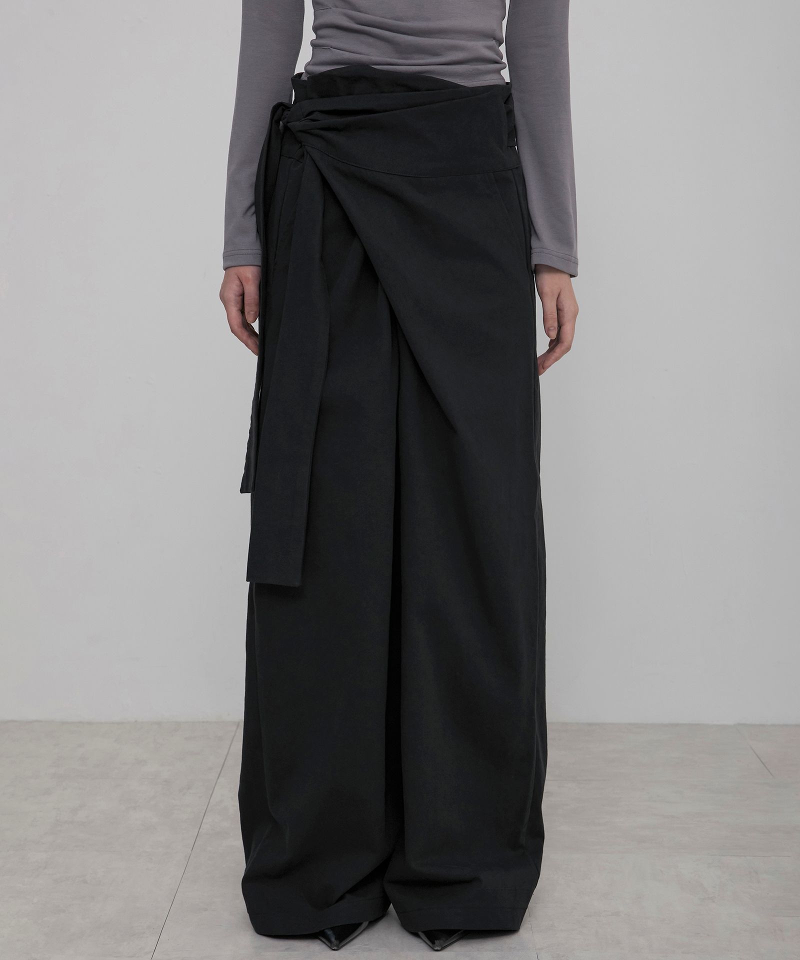 MUSINSA | FLAREUP Layered Wrap Trousers (FL-255_Black)