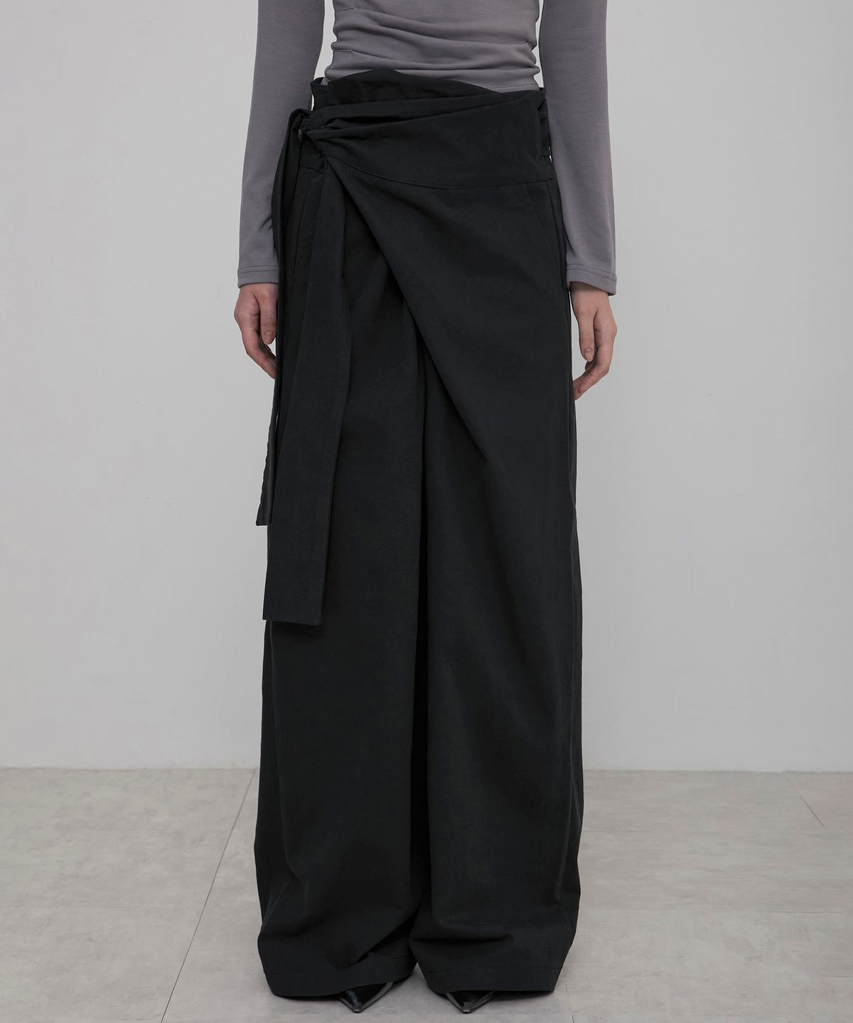 플레어업(FLAREUP) Layered Wrap Trousers (FL-255_Black)