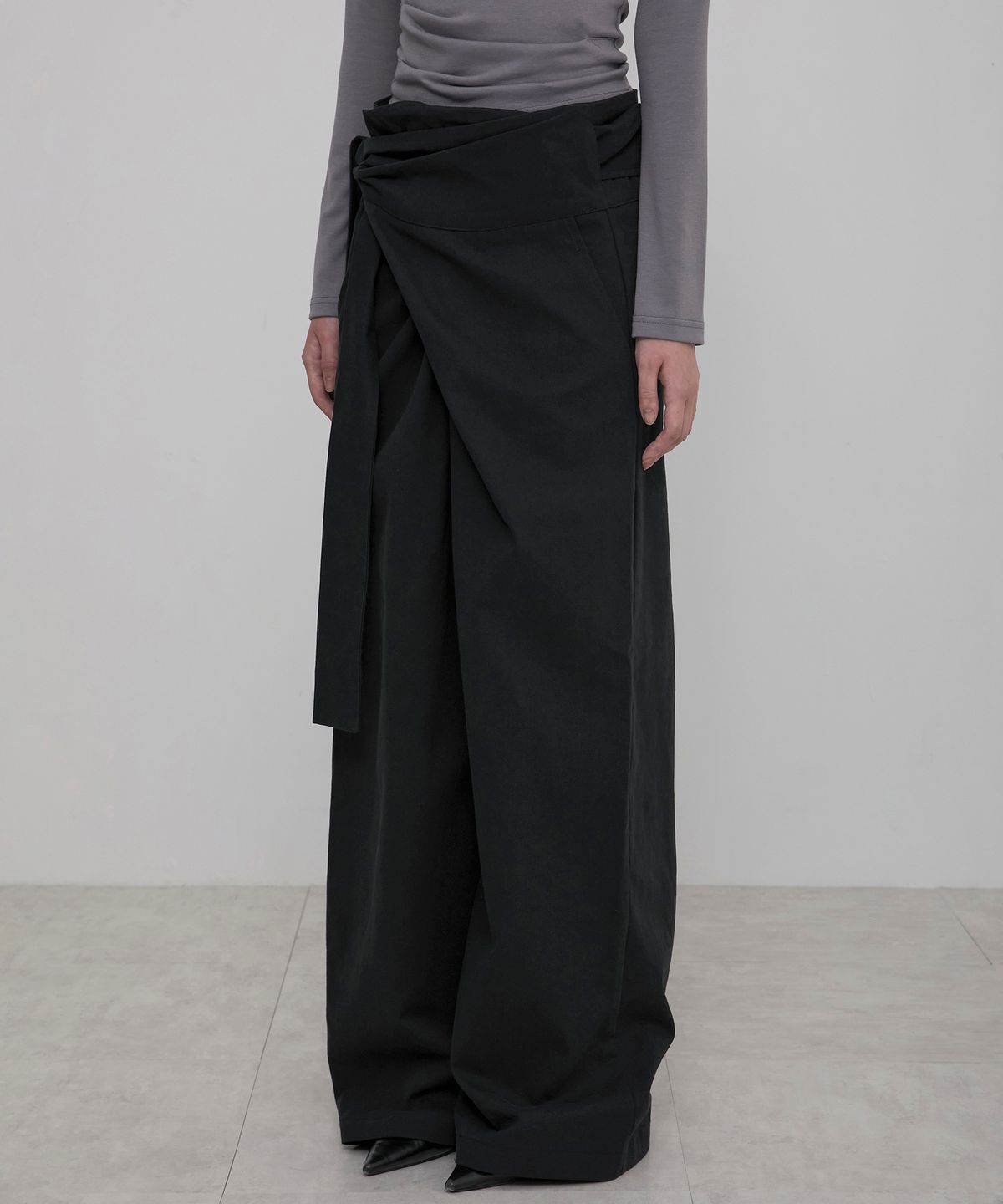 플레어업(FLAREUP) Layered Wrap Trousers (FL-255_Black)