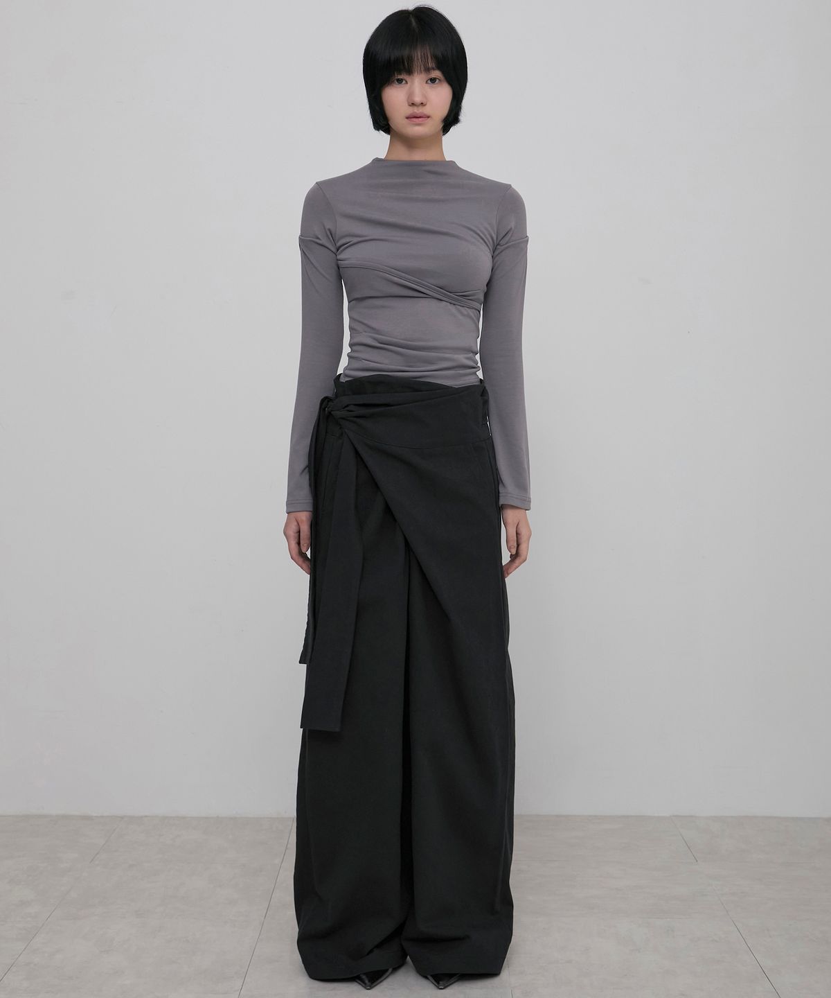 플레어업(FLAREUP) Layered Wrap Trousers (FL-255_Black)