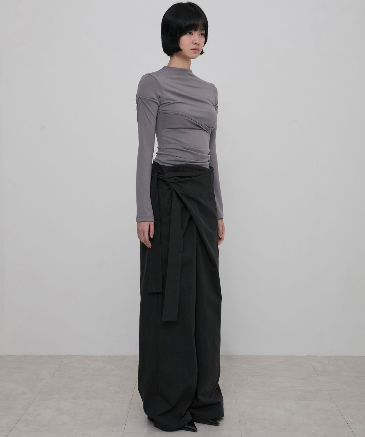 플레어업(FLAREUP) Layered Wrap Trousers (FL-255_Black)