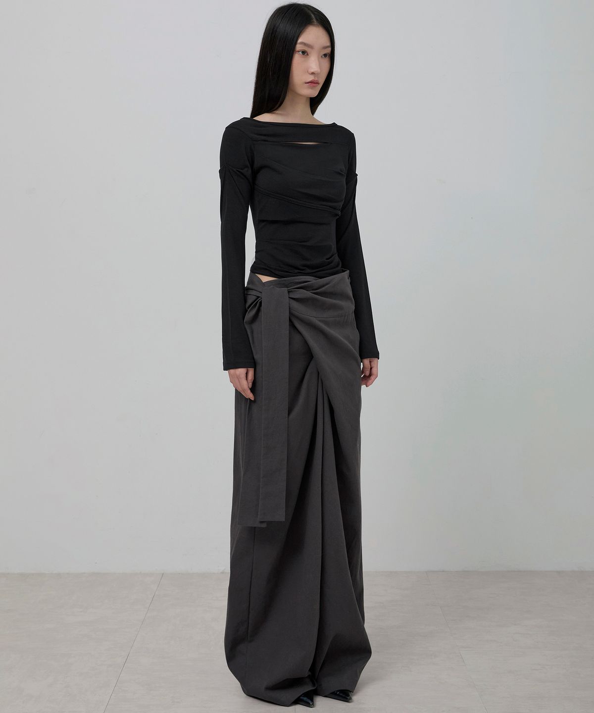플레어업(FLAREUP) Layered Wrap Trousers (FL-255_Charcoal)