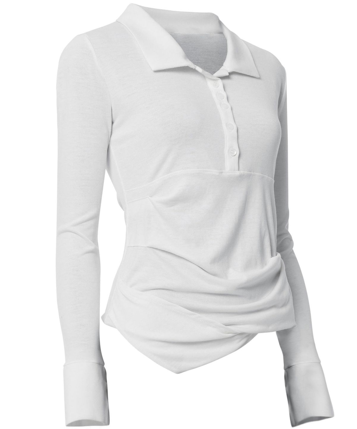 플레어업(FLAREUP) Asymmetrical Draped Shirt (FL-186_Ivory)