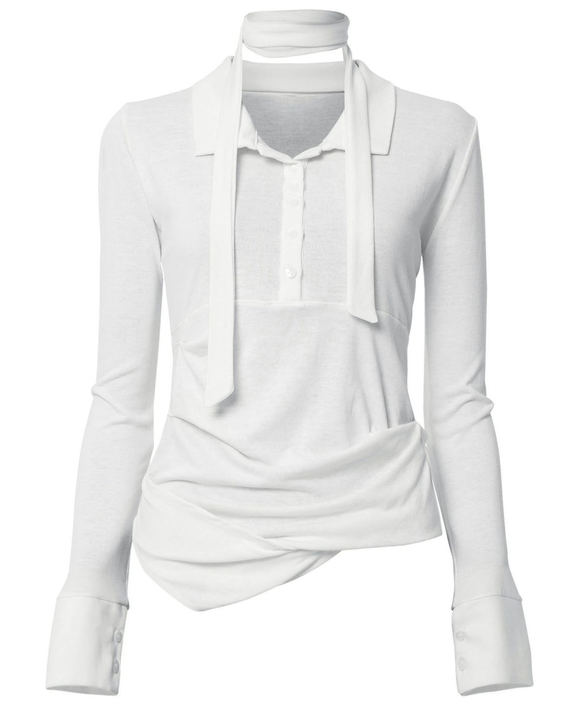플레어업(FLAREUP) Asymmetrical Draped Shirt (FL-186_Ivory)