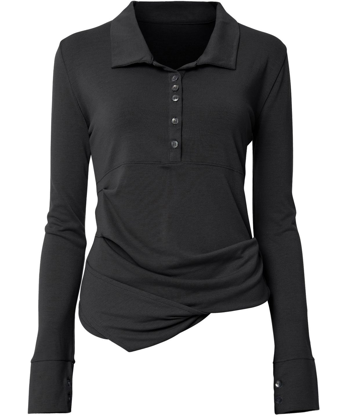 플레어업(FLAREUP) Asymmetrical Draped Shirt (FL-186_Black)