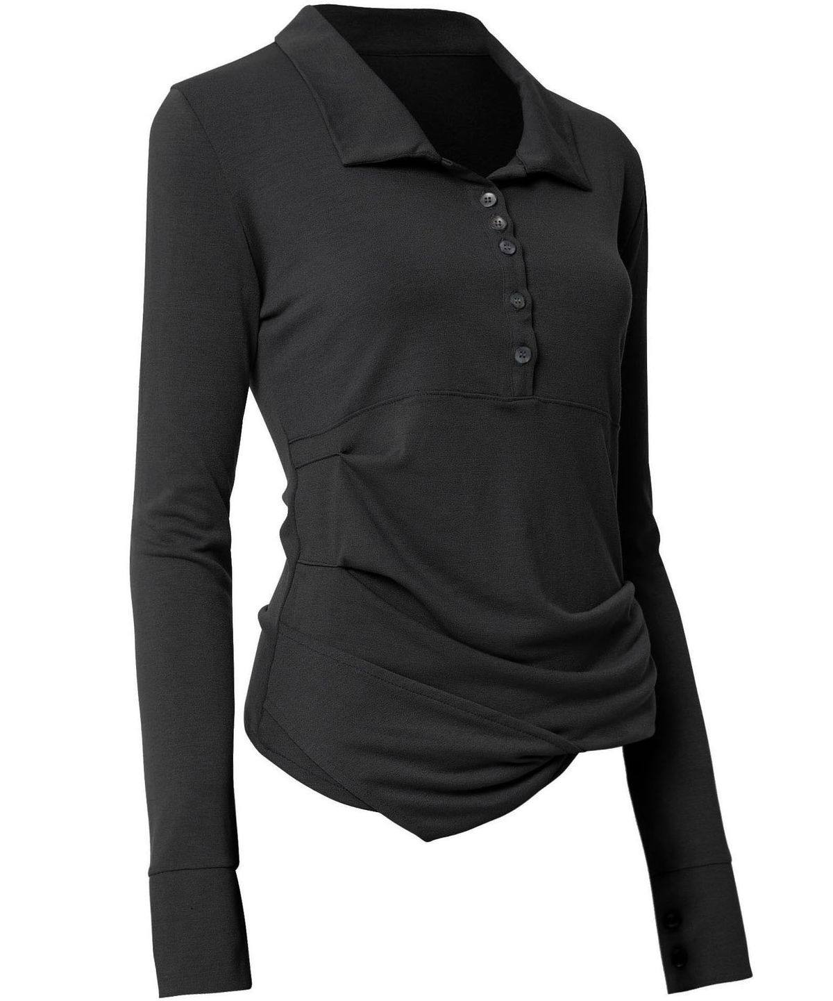 플레어업(FLAREUP) Asymmetrical Draped Shirt (FL-186_Black)