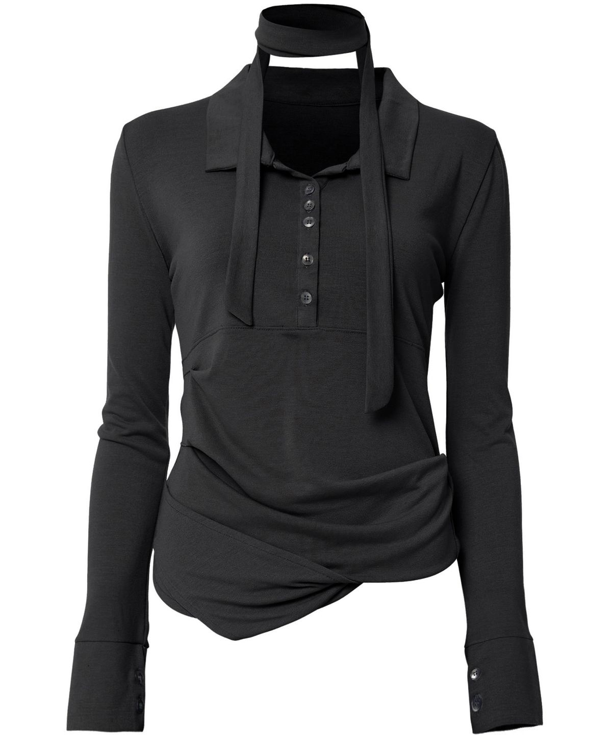 플레어업(FLAREUP) Asymmetrical Draped Shirt (FL-186_Black)