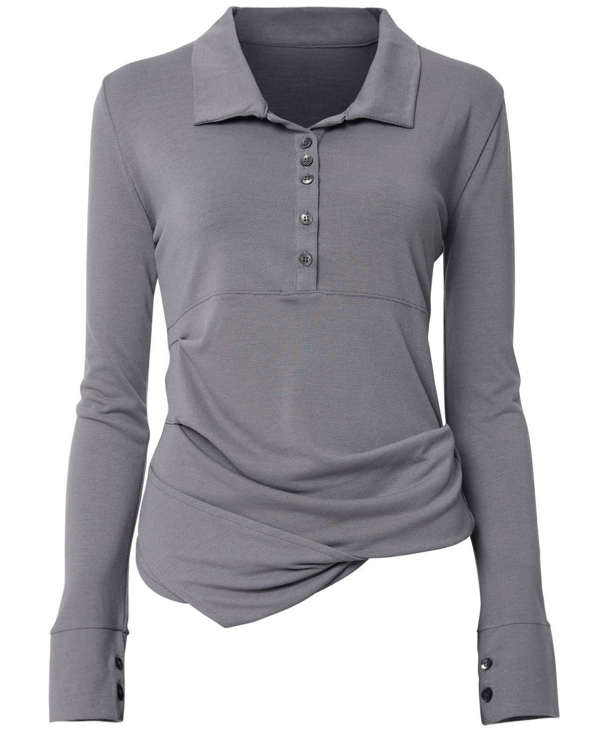 플레어업(FLAREUP) Asymmetrical Draped Shirt (FL-186_Gray)