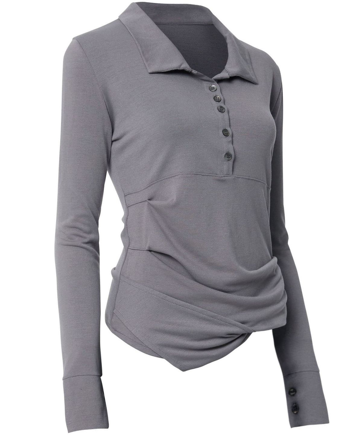 플레어업(FLAREUP) Asymmetrical Draped Shirt (FL-186_Gray)