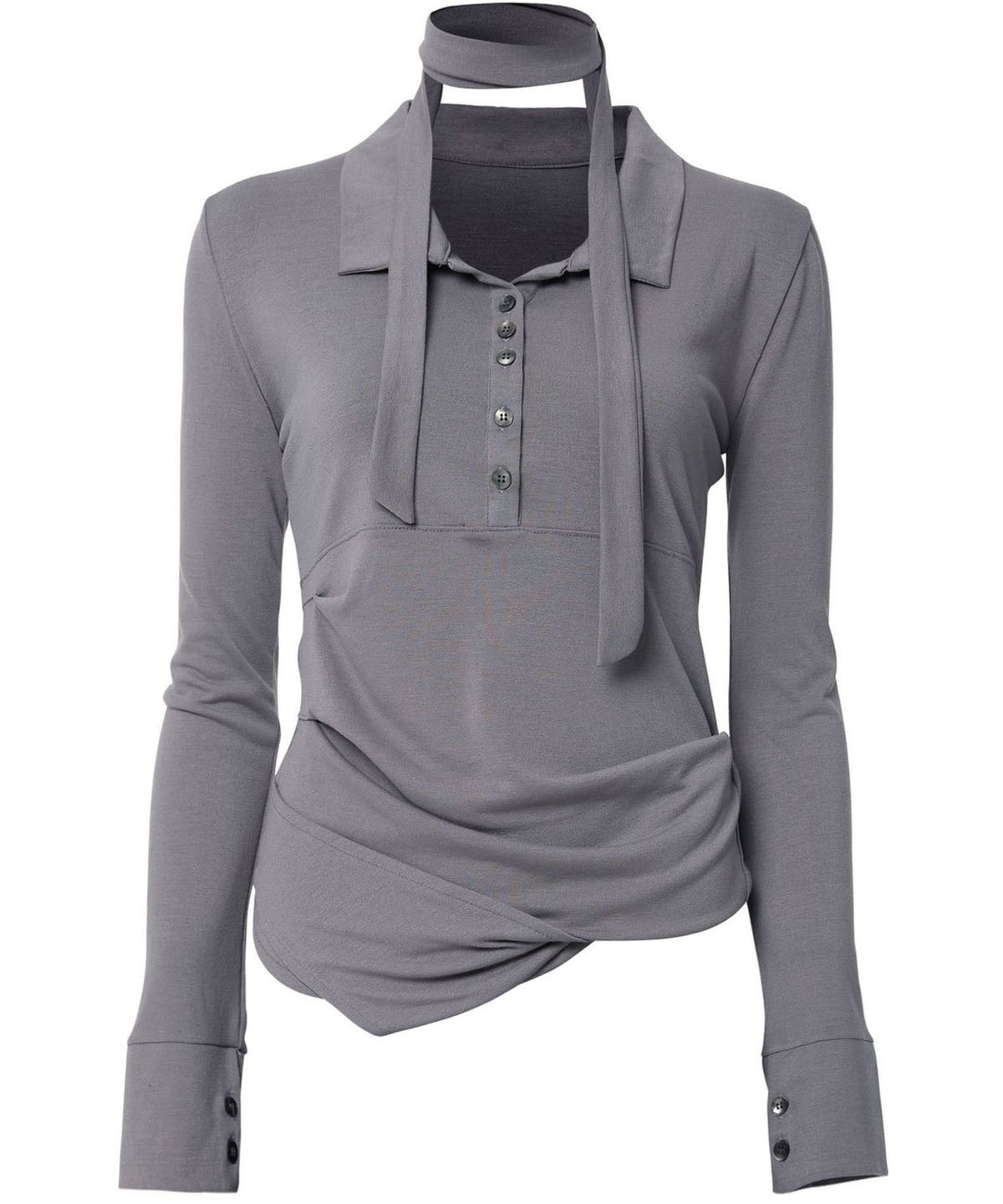 플레어업(FLAREUP) Asymmetrical Draped Shirt (FL-186_Gray)