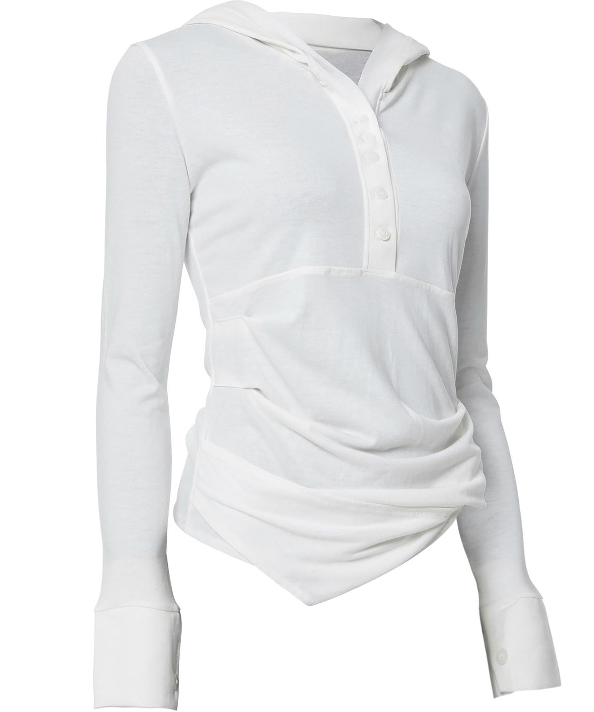 플레어업(FLAREUP) Asymmetrical Draped Hoodie (FL-187_Ivory)
