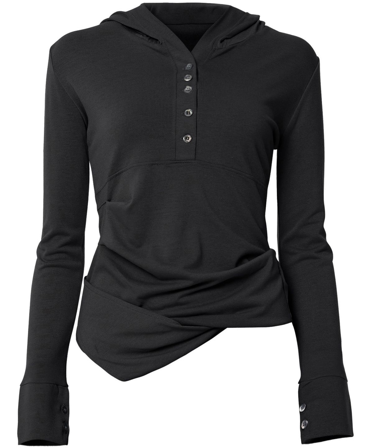 플레어업(FLAREUP) Asymmetrical Draped Hoodie (FL-187_Black)