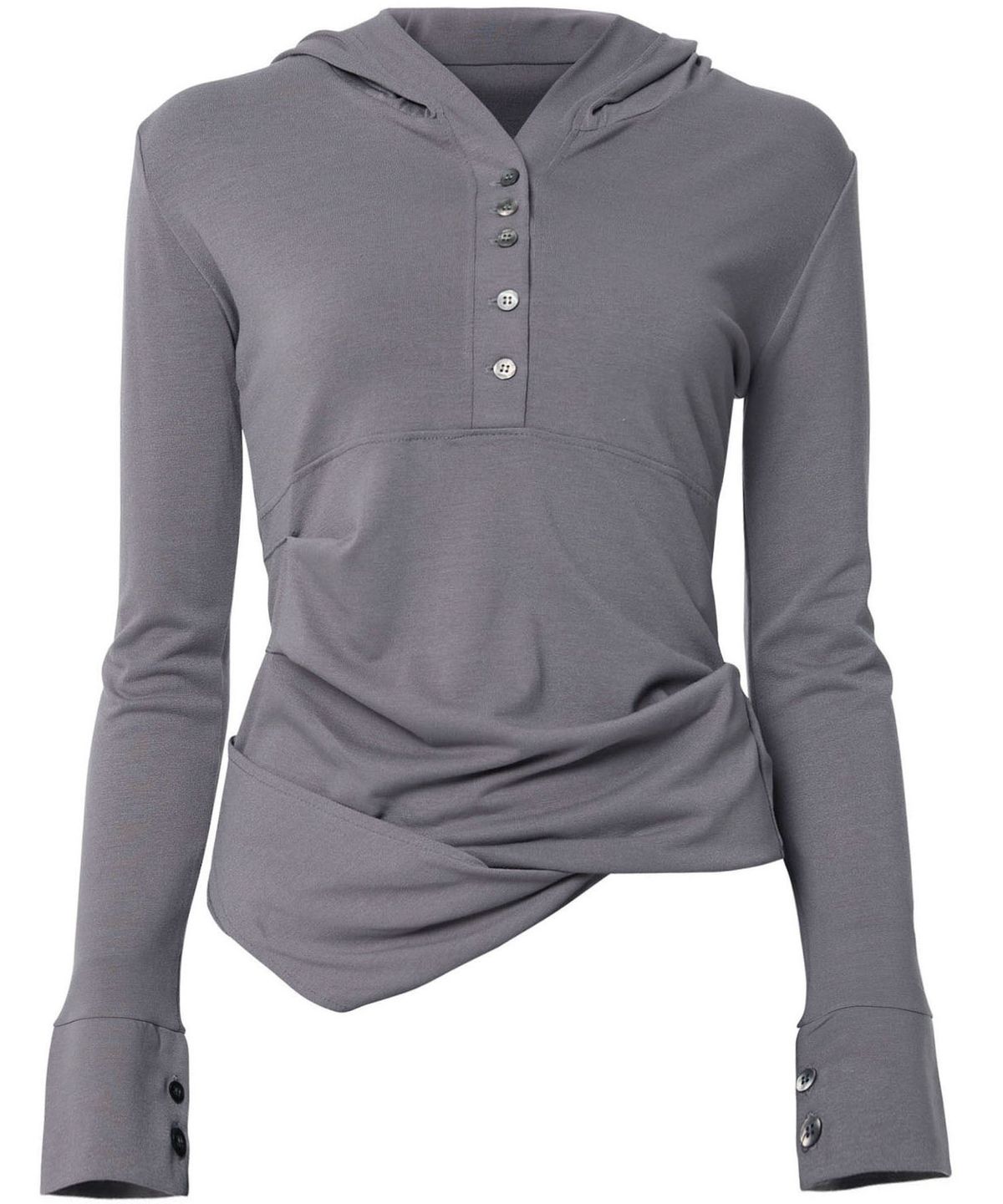 플레어업(FLAREUP) Asymmetrical Draped Hoodie (FL-187_Gray)