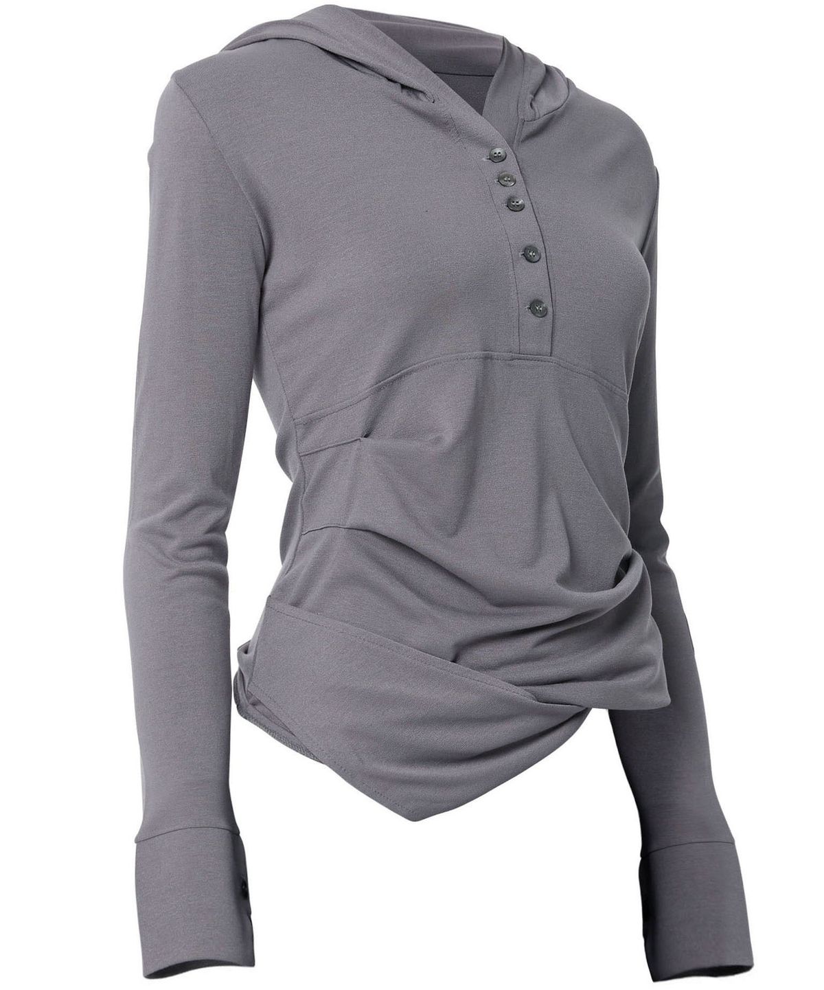 플레어업(FLAREUP) Asymmetrical Draped Hoodie (FL-187_Gray)
