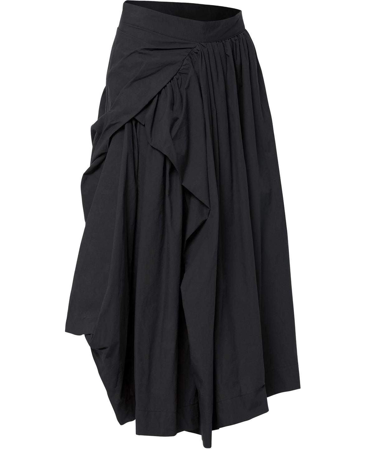 플레어업(FLAREUP) Asymmetrical Draped Layered Long Skirt (FL-256_Black)